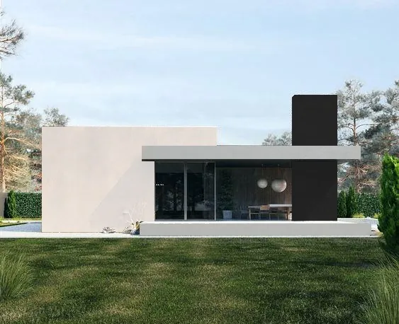 The same modular design with a rendered light façade